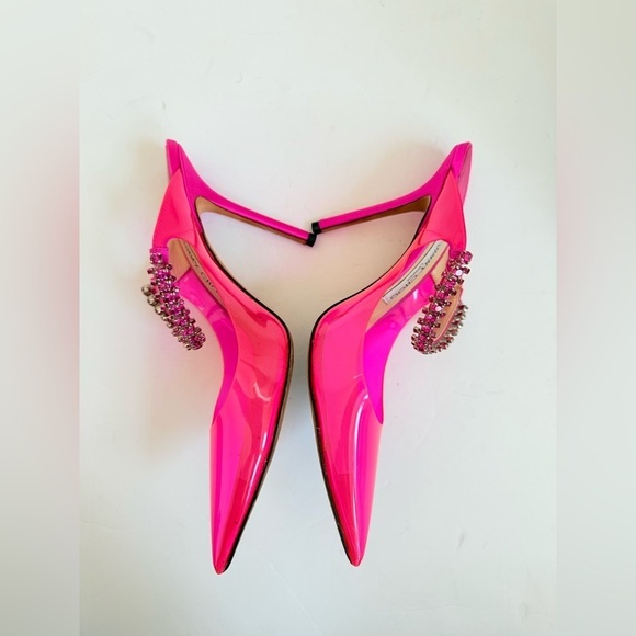 JIMMY CHOO Hot Pink Plexi Crystal Bing 100mm pointed toe pumps EU 39 - Picture 6 of 12